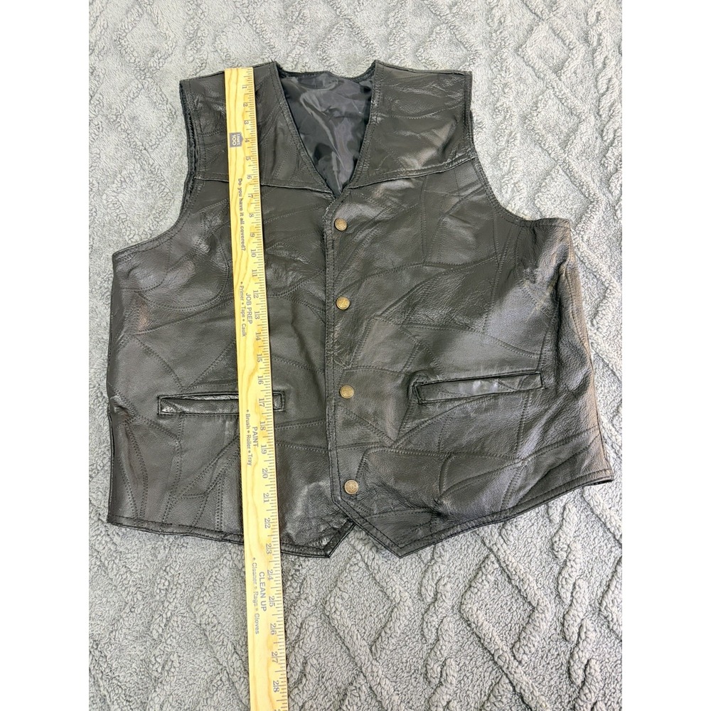 Patch Leather Vest, Mens XL - Picture 2 of 7